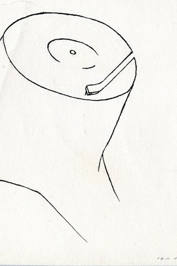 Jan Steklík: Gramofon, 1987, tuš na papíře